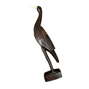 Dark Wood Standing Bird 12.5” Tall 2.75” Base Width